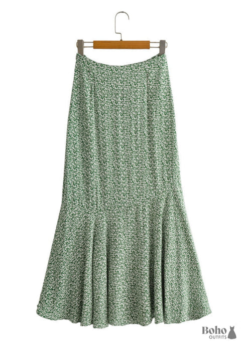 Boho Skirts in Green Garden For Women